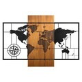 Decoratiune de perete, Fusione Naturale -5, Metal, Rama din lemn (grosime 3 cm), Nuc negru