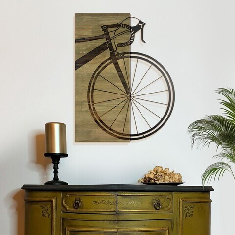 Decoratiune de perete, Wilderness Echo -1, Metal, Rama din lemn (grosime 3 cm), Verde/Negru