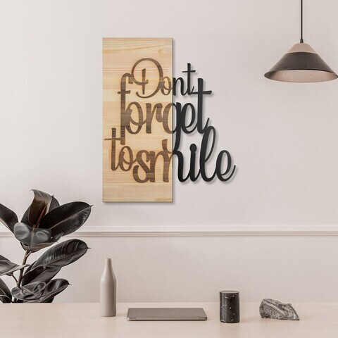 Decoratiune de perete, Ebedi Nakıs -1, Metal, Rama din lemn (grosime 3 cm), Natural/Negru