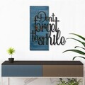 Decoratiune de perete, Ebedi Nakıs -3, Metal, Rama din lemn (grosime 3 cm), Albastru/Negru