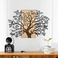 Decoratiune de perete, Sombra del Bosque -1, Metal, Rama din lemn (grosime 3 cm), Natural/Negru