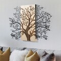 Decoratiune de perete, Sombra del Bosque -1, Metal, Rama din lemn (grosime 3 cm), Natural/Negru