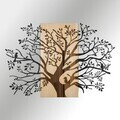 Decoratiune de perete, Sombra del Bosque -1, Metal, Rama din lemn (grosime 3 cm), Natural/Negru