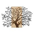 Decoratiune de perete, Sombra del Bosque -1, Metal, Rama din lemn (grosime 3 cm), Natural/Negru