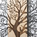 Decoratiune de perete, Sombra del Bosque -1, Metal, Rama din lemn (grosime 3 cm), Natural/Negru
