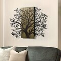 Decoratiune de perete, Sombra del Bosque -2, Metal, Rama din lemn (grosime 3 cm), Verde/Negru