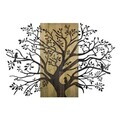 Decoratiune de perete, Sombra del Bosque -2, Metal, Rama din lemn (grosime 3 cm), Verde/Negru