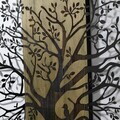 Decoratiune de perete, Sombra del Bosque -2, Metal, Rama din lemn (grosime 3 cm), Verde/Negru
