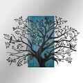 Decoratiune de perete, Sombra del Bosque -3, Metal, Rama din lemn (grosime 3 cm), Albastru/Negru