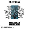 Decoratiune de perete, Sombra del Bosque -3, Metal, Rama din lemn (grosime 3 cm), Albastru/Negru