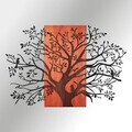 Decoratiune de perete, Sombra del Bosque -4, Metal, Rama din lemn (grosime 3 cm), Roșu/Negru