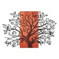 Decoratiune de perete, Sombra del Bosque -4, Metal, Rama din lemn (grosime 3 cm), Roșu/Negru