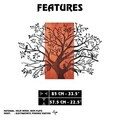 Decoratiune de perete, Sombra del Bosque -4, Metal, Rama din lemn (grosime 3 cm), Roșu/Negru