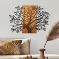 Decoratiune de perete, Sombra del Bosque -5, Metal, Rama din lemn (grosime 3 cm), Nuc negru
