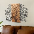 Decoratiune de perete, Sombra del Bosque -5, Metal, Rama din lemn (grosime 3 cm), Nuc negru