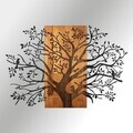 Decoratiune de perete, Sombra del Bosque -5, Metal, Rama din lemn (grosime 3 cm), Nuc negru