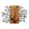 Decoratiune de perete, Sombra del Bosque -5, Metal, Rama din lemn (grosime 3 cm), Nuc negru