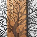 Decoratiune de perete, Sombra del Bosque -5, Metal, Rama din lemn (grosime 3 cm), Nuc negru