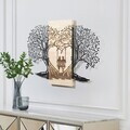 Decoratiune de perete, Sogno Forestale -1, Metal, Rama din lemn (grosime 3 cm), Natural/Negru