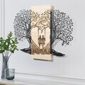 Decoratiune de perete, Sogno Forestale -1, Metal, Rama din lemn (grosime 3 cm), Natural/Negru