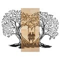 Decoratiune de perete, Sogno Forestale -1, Metal, Rama din lemn (grosime 3 cm), Natural/Negru