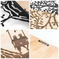 Decoratiune de perete, Sogno Forestale -1, Metal, Rama din lemn (grosime 3 cm), Natural/Negru