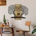 Decoratiune de perete, Sogno Forestale -2, Metal, Rama din lemn (grosime 3 cm), Verde/Negru