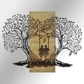 Decoratiune de perete, Sogno Forestale -2, Metal, Rama din lemn (grosime 3 cm), Verde/Negru
