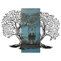 Decoratiune de perete, Sogno Forestale -3, Metal, Rama din lemn (grosime 3 cm), Albastru/Negru
