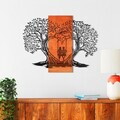 Decoratiune de perete, Sogno Forestale -4, Metal, Rama din lemn (grosime 3 cm), Roșu/Negru