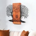 Decoratiune de perete, Sogno Forestale -4, Metal, Rama din lemn (grosime 3 cm), Roșu/Negru