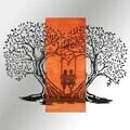 Decoratiune de perete, Sogno Forestale -4, Metal, Rama din lemn (grosime 3 cm), Roșu/Negru