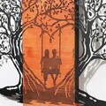 Decoratiune de perete, Sogno Forestale -4, Metal, Rama din lemn (grosime 3 cm), Roșu/Negru