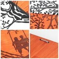 Decoratiune de perete, Sogno Forestale -4, Metal, Rama din lemn (grosime 3 cm), Roșu/Negru