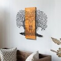 Decoratiune de perete, Sogno Forestale -5, Metal, Rama din lemn (grosime 3 cm), Nuc negru