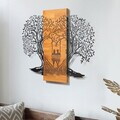 Decoratiune de perete, Sogno Forestale -5, Metal, Rama din lemn (grosime 3 cm), Nuc negru