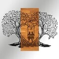 Decoratiune de perete, Sogno Forestale -5, Metal, Rama din lemn (grosime 3 cm), Nuc negru