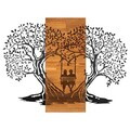 Decoratiune de perete, Sogno Forestale -5, Metal, Rama din lemn (grosime 3 cm), Nuc negru