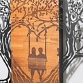 Decoratiune de perete, Sogno Forestale -5, Metal, Rama din lemn (grosime 3 cm), Nuc negru