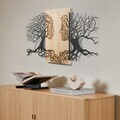 Decoratiune de perete, Murmure des Feuilles -1, Metal, Rama din lemn (grosime 3 cm), Natural/Negru