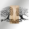 Decoratiune de perete, Murmure des Feuilles -1, Metal, Rama din lemn (grosime 3 cm), Natural/Negru