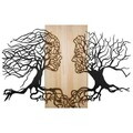Decoratiune de perete, Murmure des Feuilles -1, Metal, Rama din lemn (grosime 3 cm), Natural/Negru