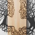 Decoratiune de perete, Murmure des Feuilles -1, Metal, Rama din lemn (grosime 3 cm), Natural/Negru