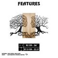 Decoratiune de perete, Murmure des Feuilles -1, Metal, Rama din lemn (grosime 3 cm), Natural/Negru