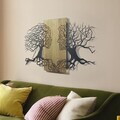 Decoratiune de perete, Murmure des Feuilles -1, Metal, Rama din lemn (grosime 3 cm), Verde/Negru