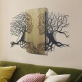 Decoratiune de perete, Murmure des Feuilles -1, Metal, Rama din lemn (grosime 3 cm), Verde/Negru