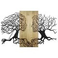 Decoratiune de perete, Murmure des Feuilles -1, Metal, Rama din lemn (grosime 3 cm), Verde/Negru