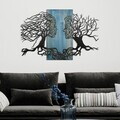 Decoratiune de perete, Murmure des Feuilles -1, Metal, Rama din lemn (grosime 3 cm), Albastru/Negru