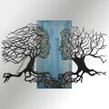 Decoratiune de perete, Murmure des Feuilles -1, Metal, Rama din lemn (grosime 3 cm), Albastru/Negru