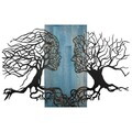 Decoratiune de perete, Murmure des Feuilles -1, Metal, Rama din lemn (grosime 3 cm), Albastru/Negru